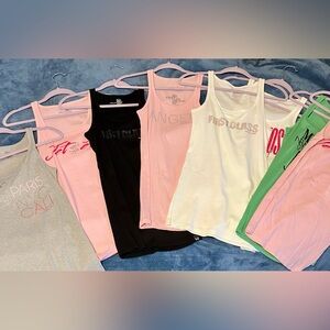 AWESOME LOT OF 8 VICTORIAS SECRET Y2K RIBBED TANK TOPS ANGEL JET SET FIRST CLASS